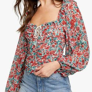 Free People Women’s Mabel Floral-Print Blouse Rose
